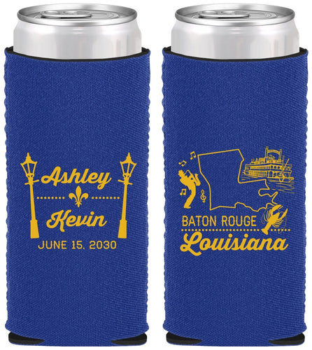 Custom Wedding Neoprene Slim Can Coolers - Louisiana | 167