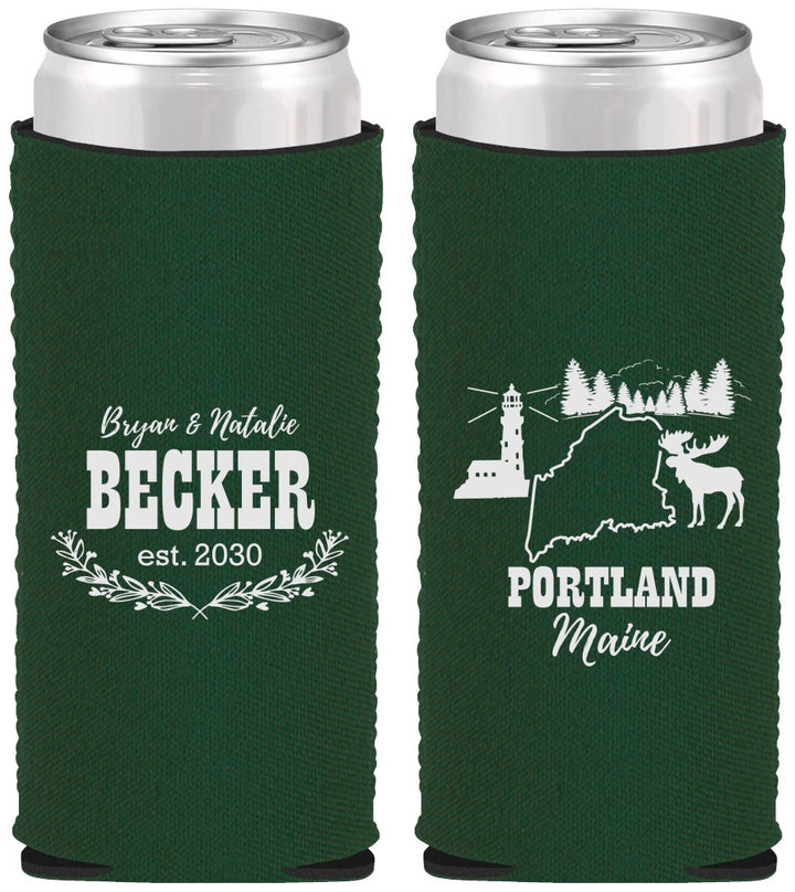 Custom Wedding Neoprene Slim Can Coolers - Maine | 168