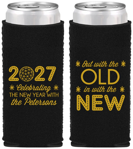 Custom New Years Neoprene Slim Can Coolers - 2027 Out With The Old | 170000