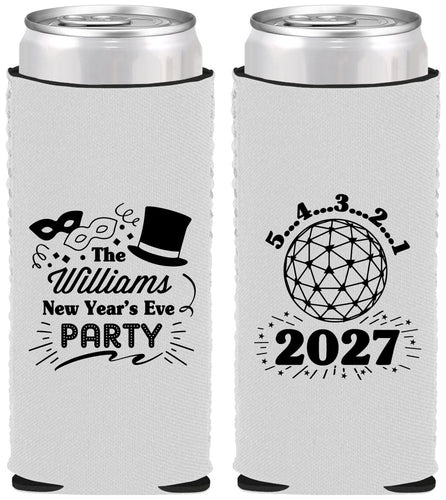 Custom New Years Neoprene Slim Can Coolers - 2027 Ball | 170005
