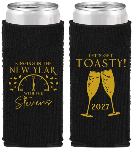 Custom New Years Neoprene Slim Can Coolers - 2027 Toast | 170008