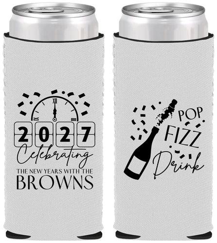 Custom New Years Neoprene Slim Can Coolers - 2027 Pop Fizz Drink | 170009