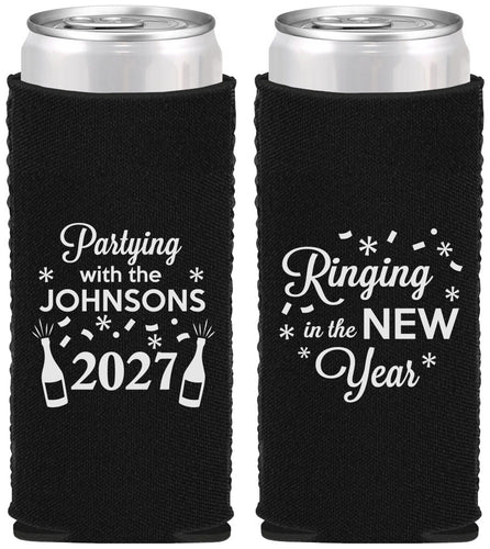 Custom New Years Neoprene Slim Can Coolers - 2027 Ringing In | 170014