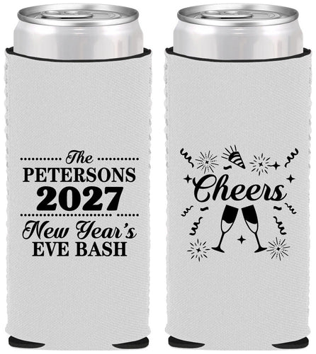 Custom New Years Neoprene Slim Can Coolers - 2027 Cheers | 170017