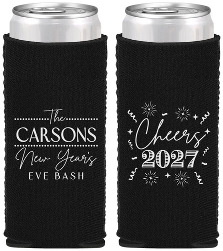 Custom New Years Neoprene Slim Can Coolers - 2027 Cheers | 170018