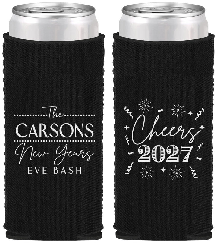 Custom New Years Neoprene Slim Can Coolers - 2027 Cheers | 170018