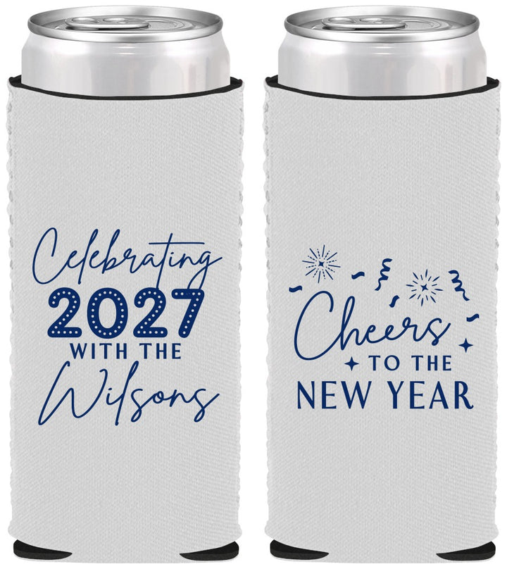 Custom New Years Neoprene Slim Can Coolers - 2027 Cheers | 170019