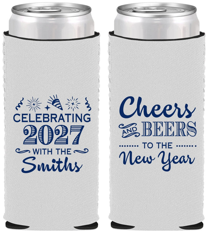 Custom New Years Neoprene Slim Can Coolers - 2027 Cheers | 170023