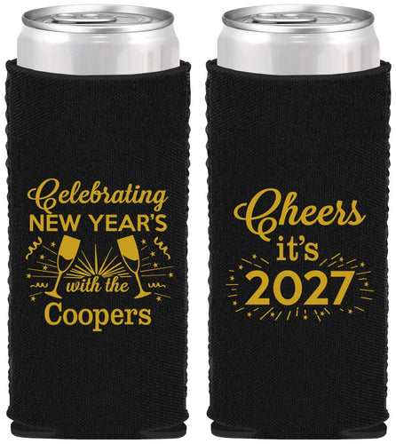 Custom New Years Neoprene Slim Can Coolers - 2027 Cheers | 170024