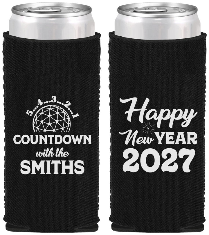 Custom New Years Neoprene Slim Can Coolers - 2027 Countdown | 170026