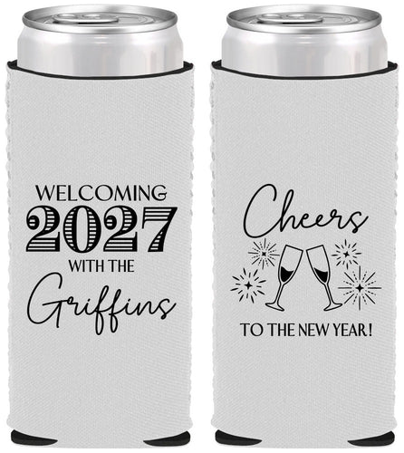 Custom New Years Neoprene Slim Can Coolers - 2027 Cheers | 170029