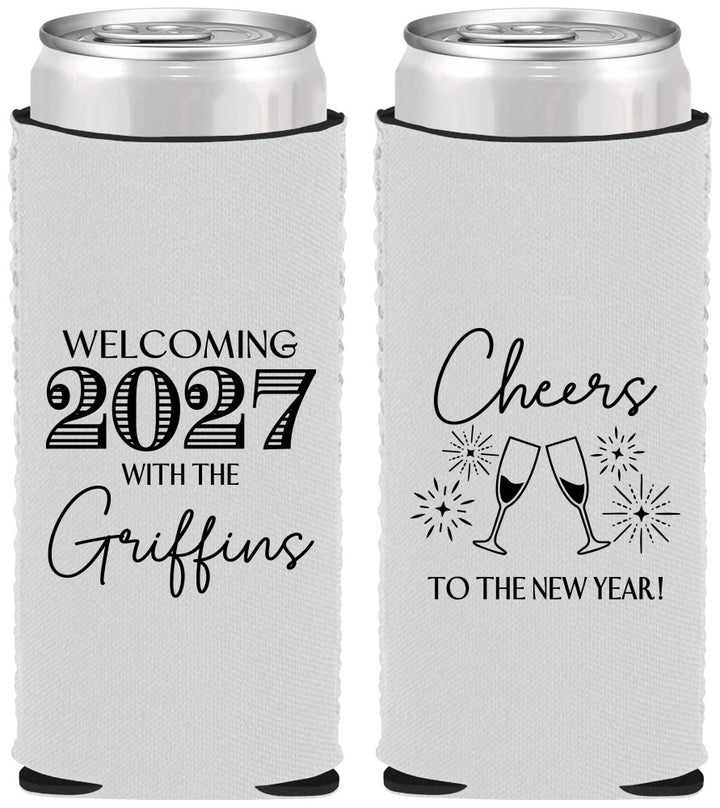 Custom New Years Neoprene Slim Can Coolers - 2027 Cheers | 170029