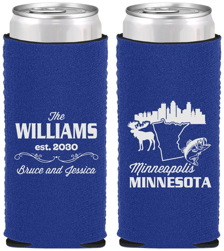 Custom Wedding Neoprene Slim Can Coolers - Minnesota | 172