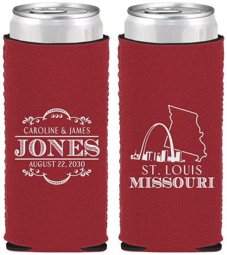 Custom Wedding Neoprene Slim Can Coolers - Missouri | 174