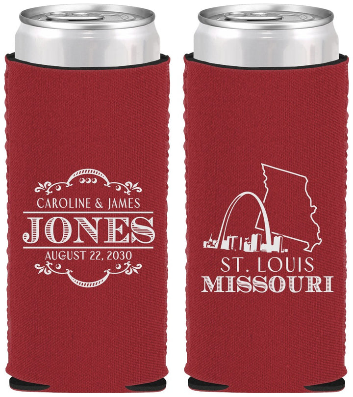 Custom Wedding Neoprene Slim Can Coolers - Missouri | 174