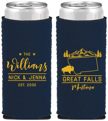 Custom Wedding Neoprene Slim Can Coolers - Montana | 175
