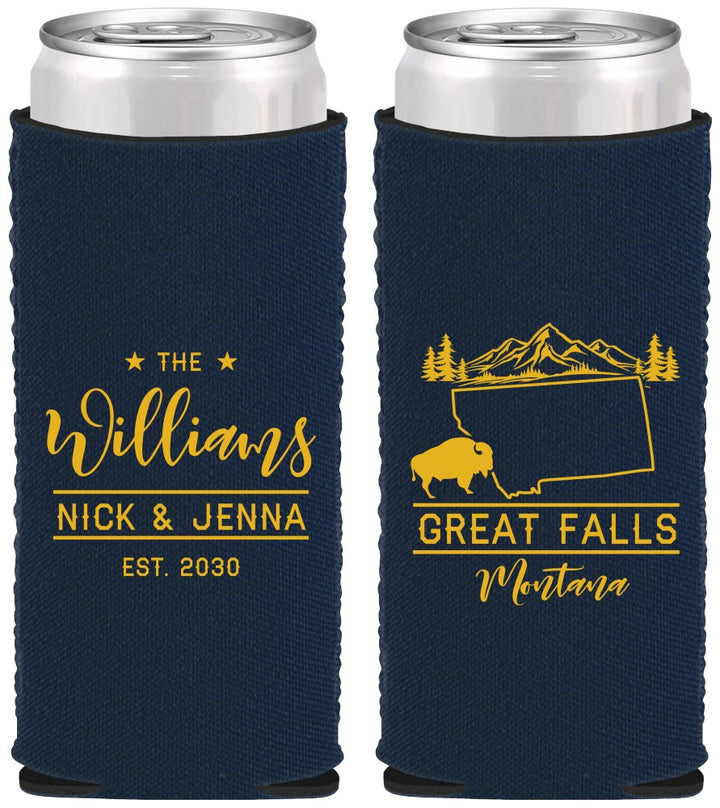 Custom Wedding Neoprene Slim Can Coolers - Montana | 175
