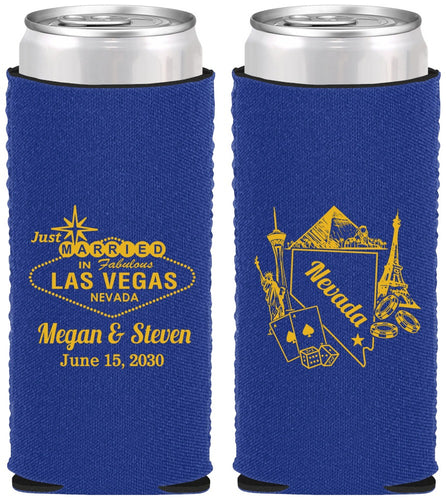 Custom Wedding Neoprene Slim Can Coolers - Nevada | 177