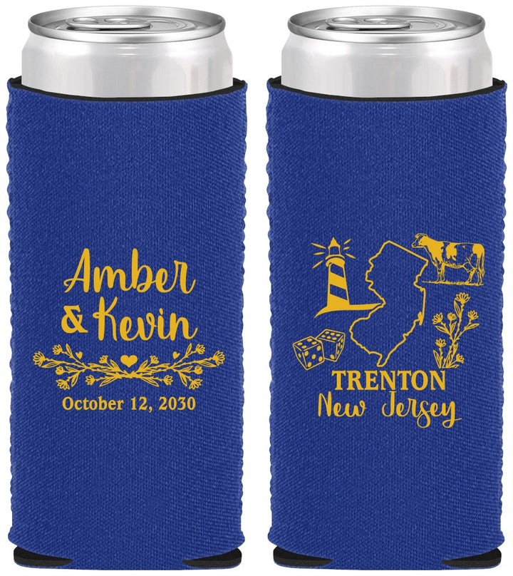 Custom Wedding Neoprene Slim Can Coolers - New Jersey | 179
