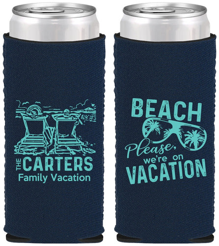 Custom Family Vacation Neoprene Slim Can Coolers - Relax We Are On Vacation | 180006