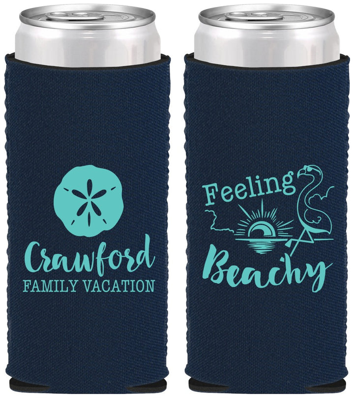 Custom Family Vacation Neoprene Slim Can Coolers - Feeling Beachy | 180009