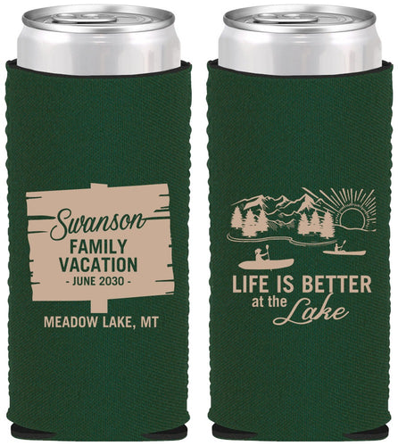 Custom Family Vacation Neoprene Slim Can Coolers - Life Is Better At The Lake | 180010