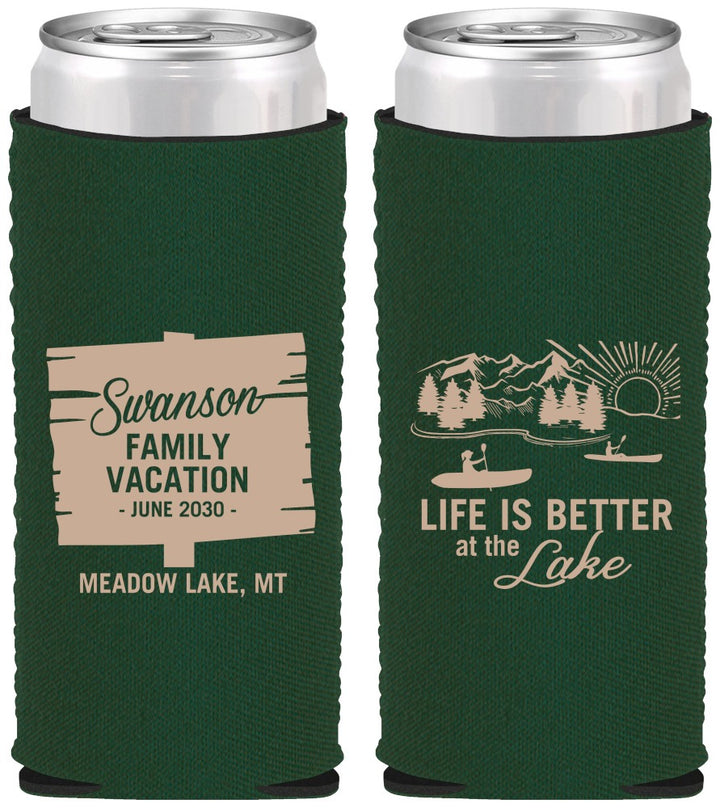Custom Family Vacation Neoprene Slim Can Coolers - Life Is Better At The Lake | 180010