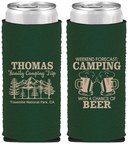 Custom Family Vacation Neoprene Slim Can Coolers - Camping Park | 180013