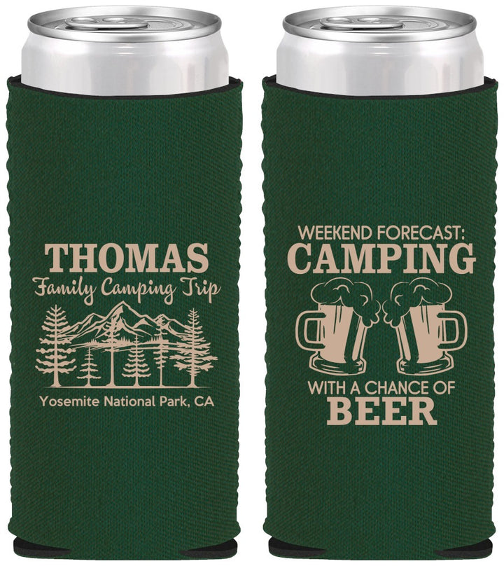 Custom Family Vacation Neoprene Slim Can Coolers - Camping Park | 180013