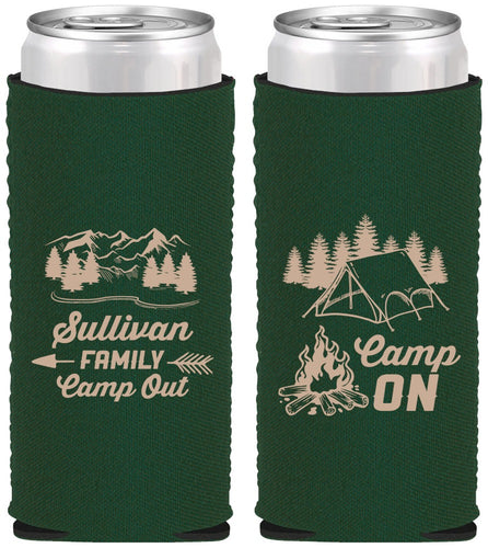 Custom Family Vacation Neoprene Slim Can Coolers - Family Camp Out | 180019