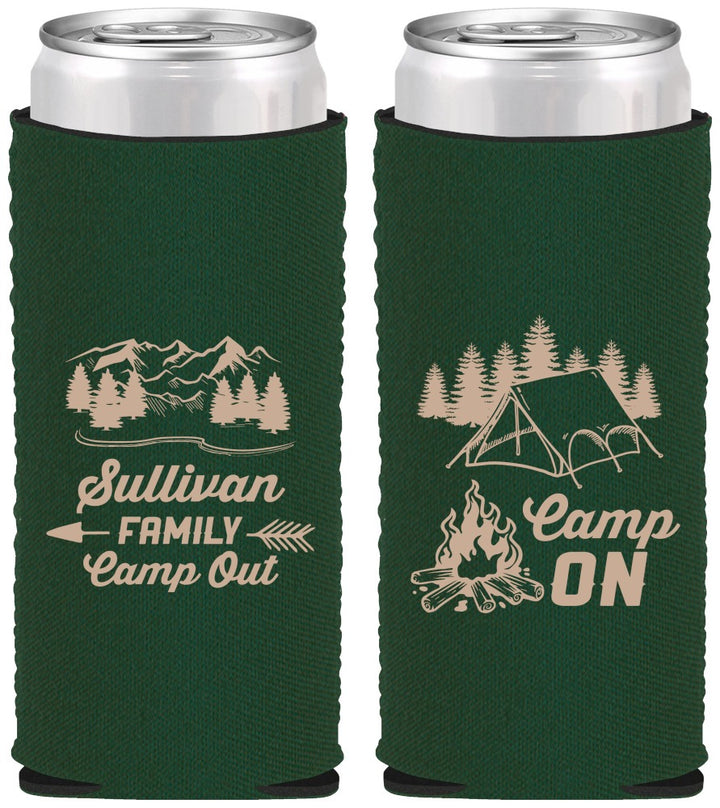 Custom Family Vacation Neoprene Slim Can Coolers - Family Camp Out | 180019