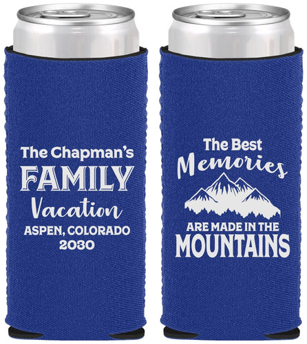 Custom Family Vacation Neoprene Slim Can Coolers - Mountains | 180021