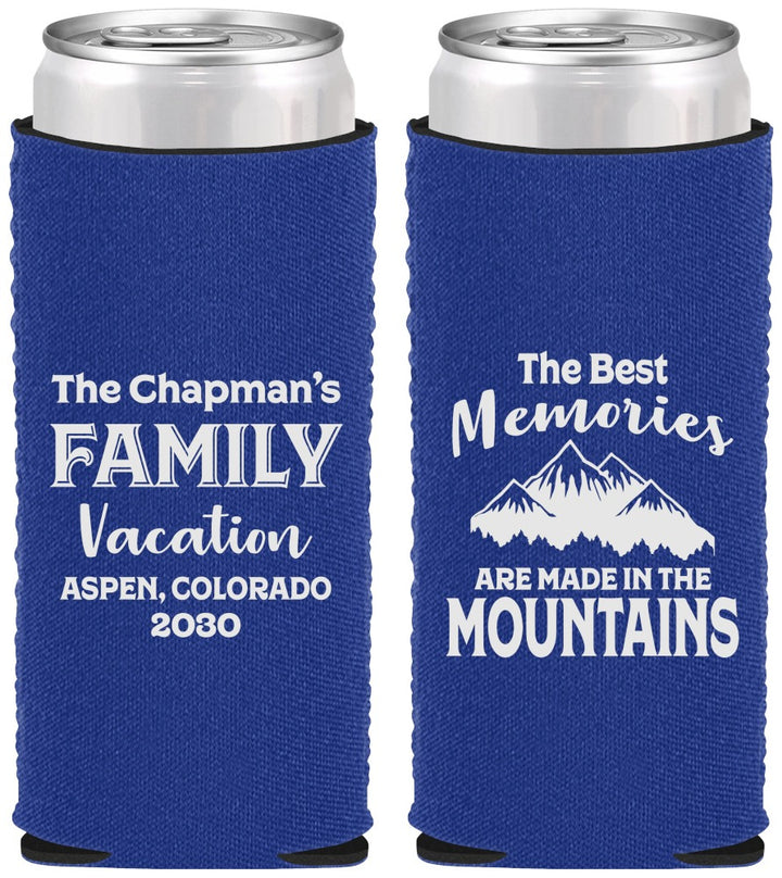 Custom Family Vacation Neoprene Slim Can Coolers - Mountains | 180021