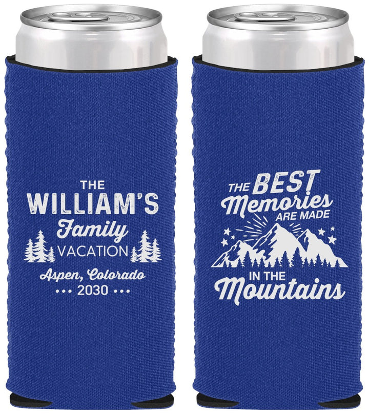 Custom Family Vacation Neoprene Slim Can Coolers - Mountains | 180022