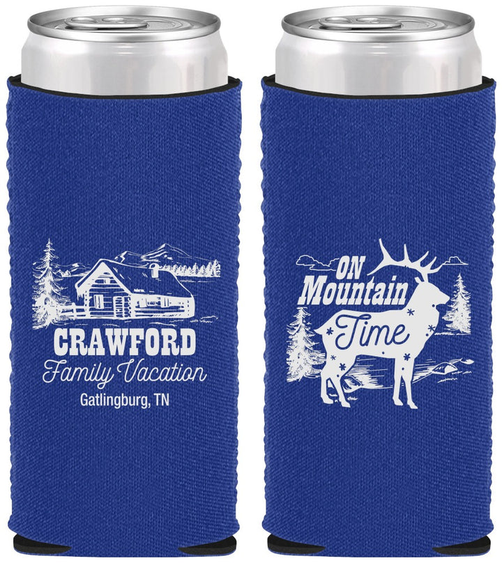 Custom Family Vacation Neoprene Slim Can Coolers - Mountain | 180027