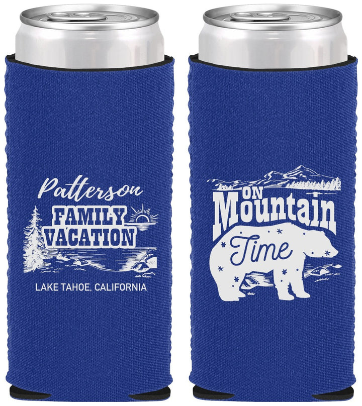 Custom Family Vacation Neoprene Slim Can Coolers - Mountain | 180028