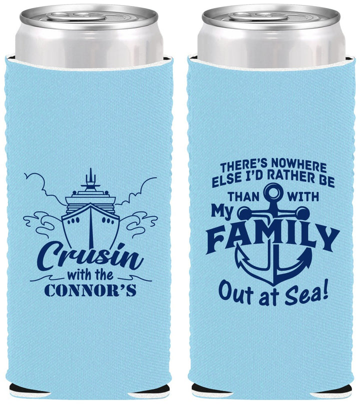 Custom Family Vacation Neoprene Slim Can Coolers - Nautical Cruise | 180031