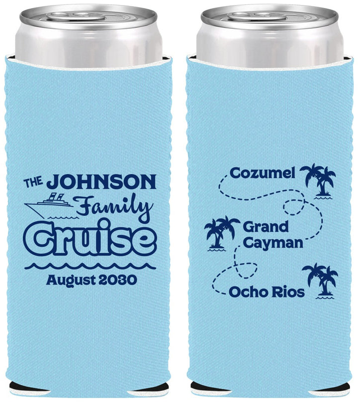 Custom Family Vacation Neoprene Slim Can Coolers - Cruise Ship | 180035