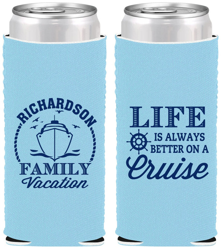 Custom Family Vacation Neoprene Slim Can Coolers - Cruise Ship | 180036