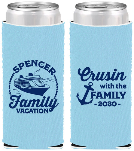 Custom Family Vacation Neoprene Slim Can Coolers - Cruisin Ship | 180037