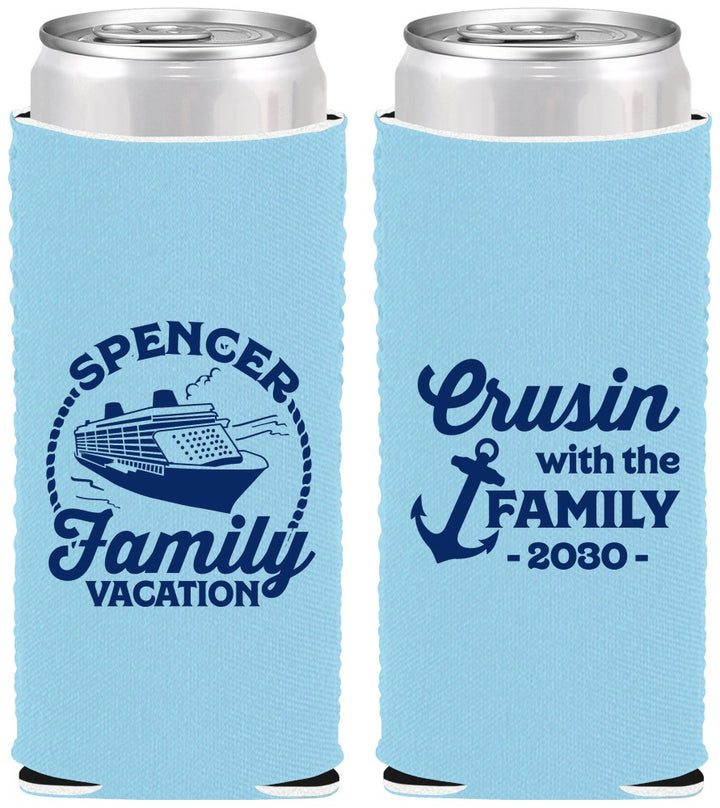 Custom Family Vacation Neoprene Slim Can Coolers - Cruisin Ship | 180037