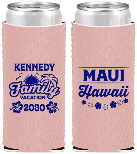 Custom Family Vacation Neoprene Slim Can Coolers - Hawaii | 180040