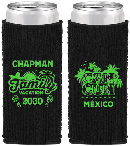 Custom Family Vacation Neoprene Slim Can Coolers - Cancun | 180042