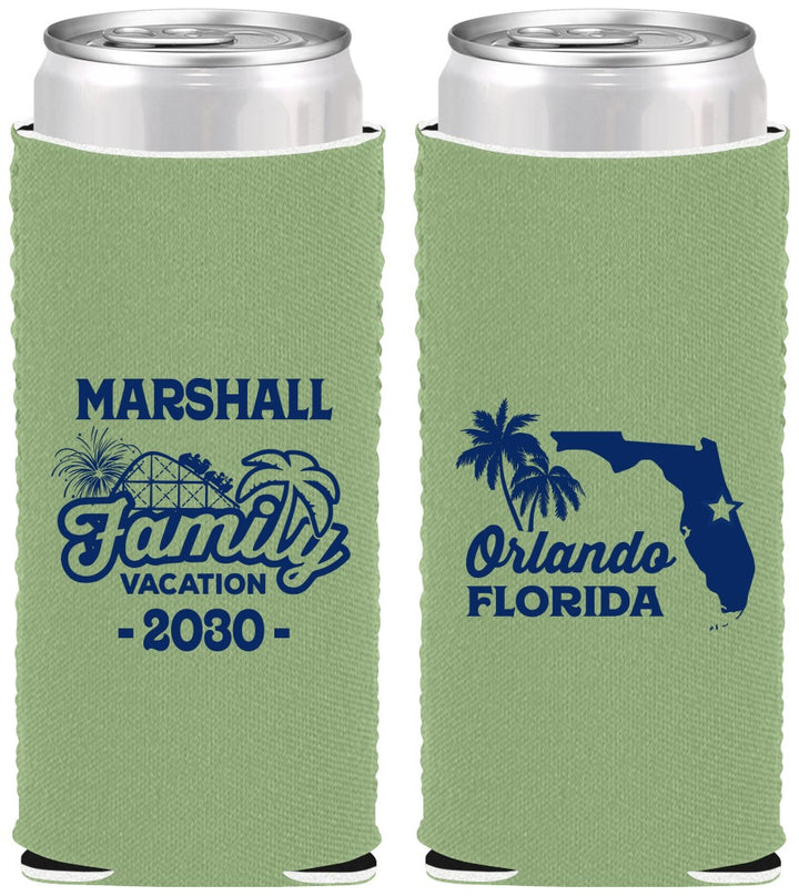 Custom Family Vacation Neoprene Slim Can Coolers - Orlando | 180043