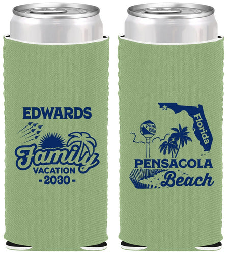 Custom Family Vacation Neoprene Slim Can Coolers - Florida | 180044