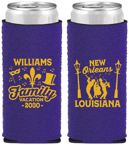 Custom Family Vacation Neoprene Slim Can Coolers - New Orleans | 180047