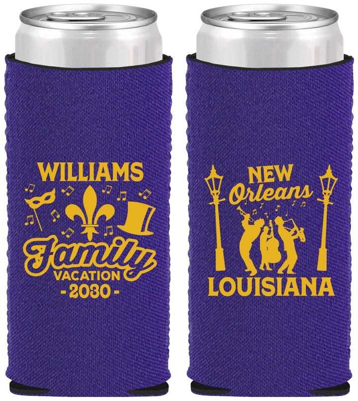 Custom Family Vacation Neoprene Slim Can Coolers - New Orleans | 180047
