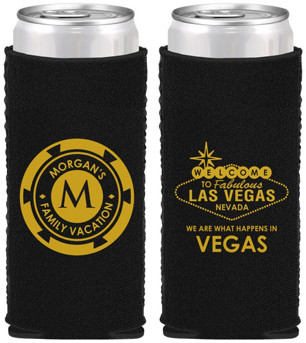 Custom Family Vacation Neoprene Slim Can Coolers - Las Vegas | 180049