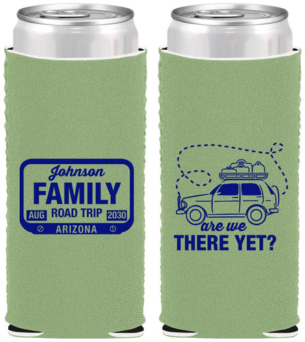 Custom Family Vacation Neoprene Slim Can Coolers - Road Trip Car | 180050
