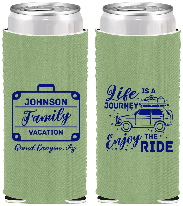 Custom Family Vacation Neoprene Slim Can Coolers - Road Trip Car | 180051